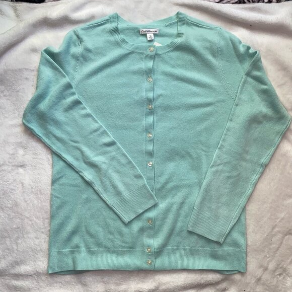 Croft & Barrow Classic Button Front Cardigan Sweater NWT, M, Aqua Haze Turquoise - Picture 1 of 3